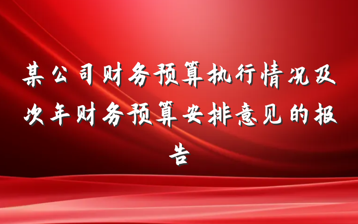 某公司财务预算执行情况及次年财务预算安排意见的报告