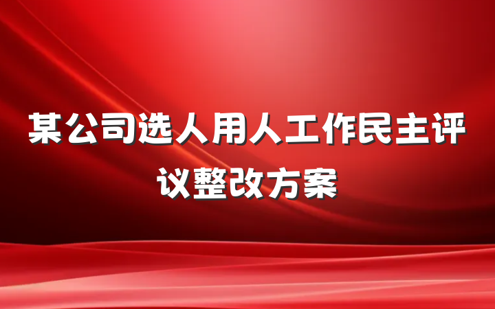某公司选人用人工作民主评议整改方案