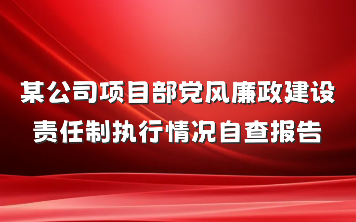 某公司项目部党风廉政建设责任制执行情况自查报告