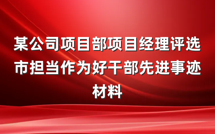 某公司项目部项目经理评选市担当作为好干部先进事迹材料