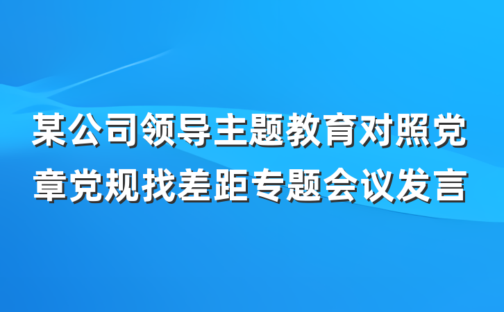 某公司领导主题教育对照党章党规找差距专题会议发言