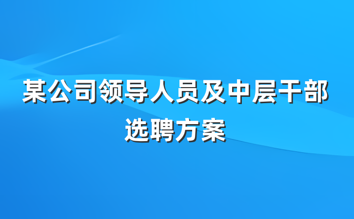 某公司领导人员及中层干部选聘方案