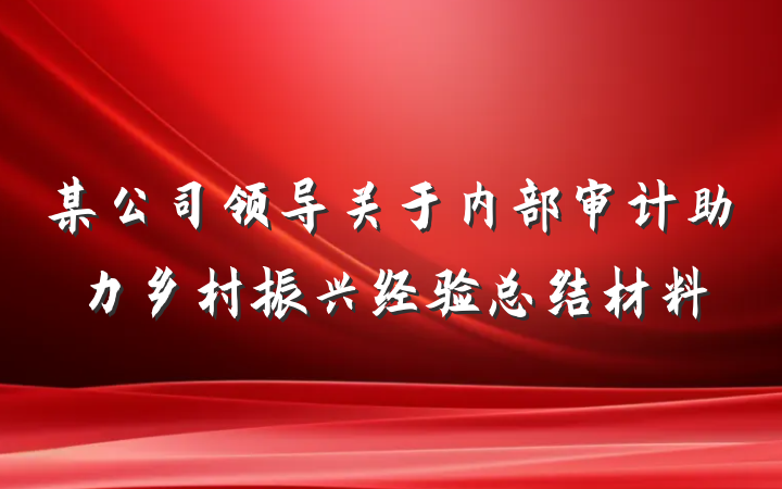 某公司领导关于内部审计助力乡村振兴经验总结材料