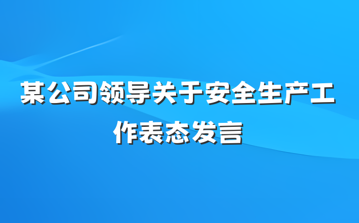 某公司领导关于安全生产工作表态发言