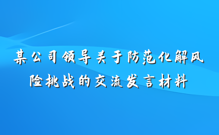 某公司领导关于防范化解风险挑战的交流发言材料