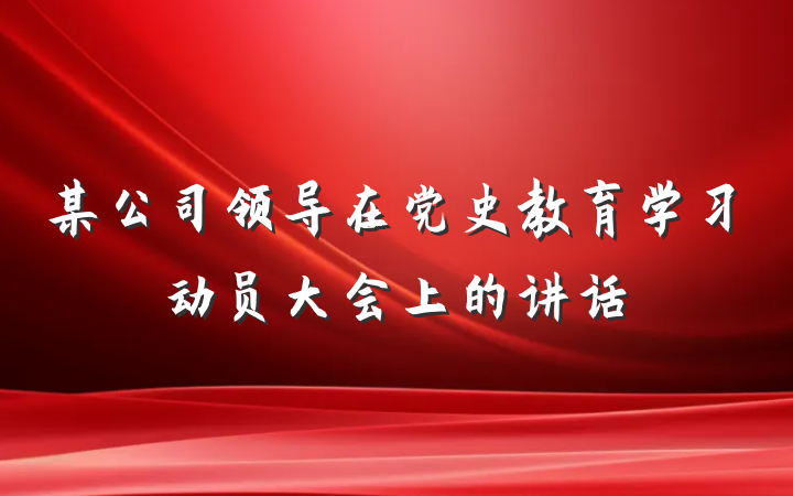 某公司领导在党史教育学习动员大会上的讲话