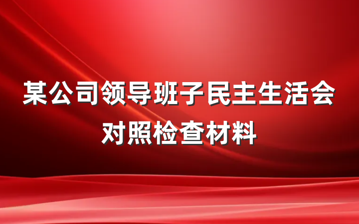 某公司领导班子民主生活会对照检查材料