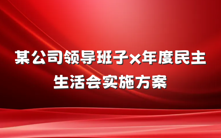 某公司领导班子x年度民主生活会实施方案