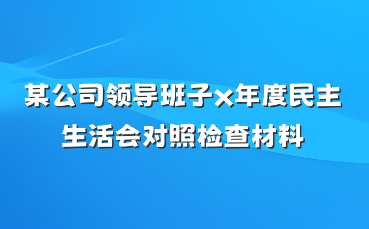 某公司领导班子x年度民主生活会对照检查材料