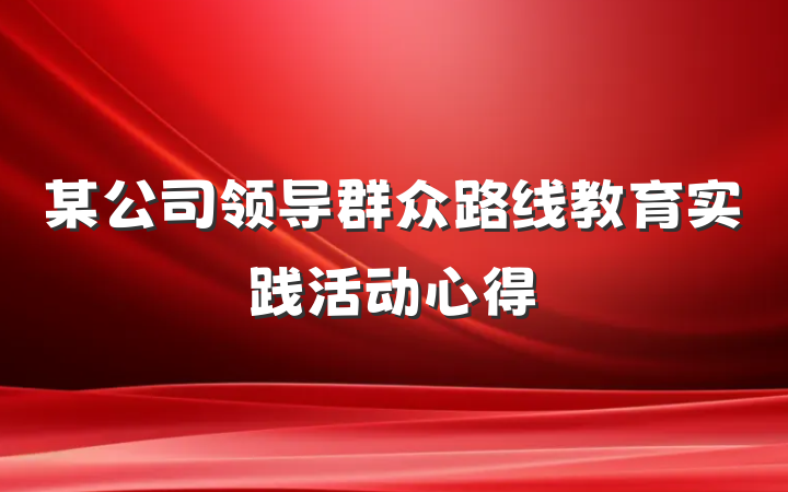 某公司领导群众路线教育实践活动心得