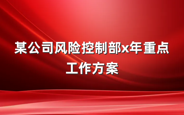 某公司风险控制部x年重点工作方案
