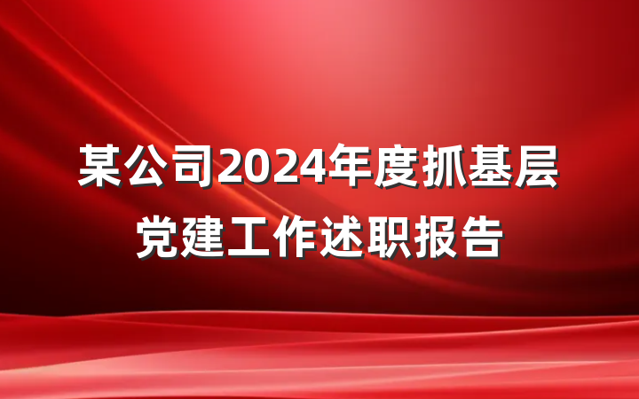 某公司2024年度抓基层党建工作述职报告