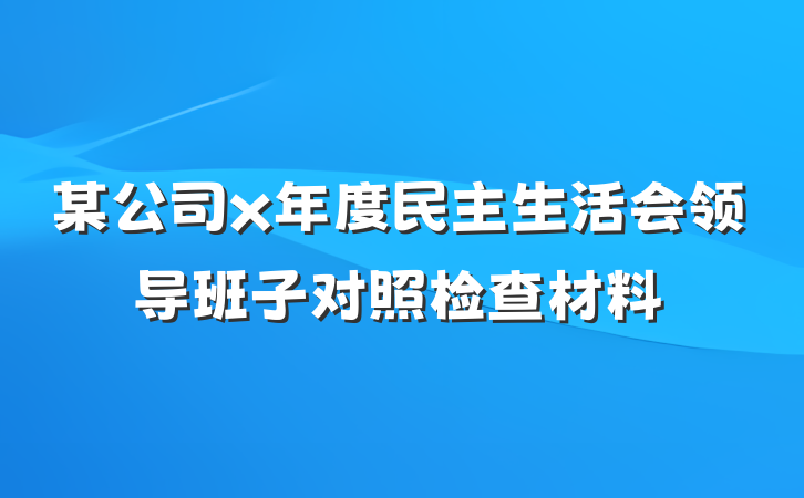某公司x年度民主生活会领导班子对照检查材料