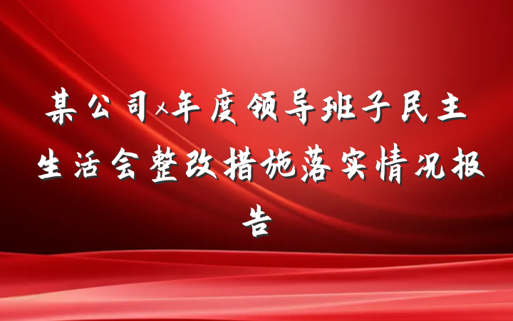 某公司x年度领导班子民主生活会整改措施落实情况报告