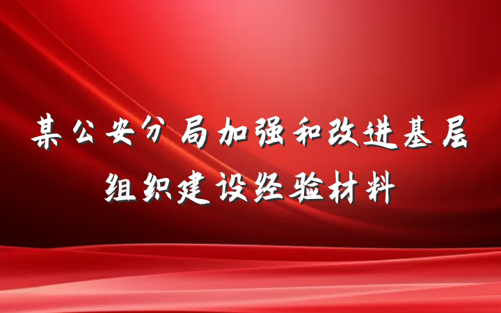 某公安分局加强和改进基层组织建设经验材料