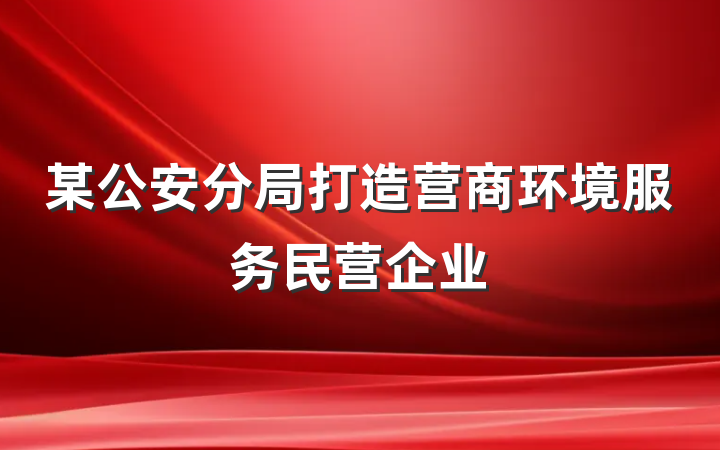 某公安分局打造营商环境服务民营企业