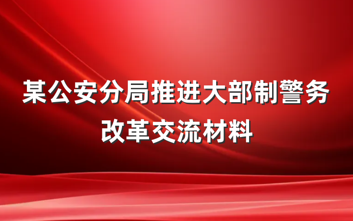 某公安分局推进大部制警务改革交流材料