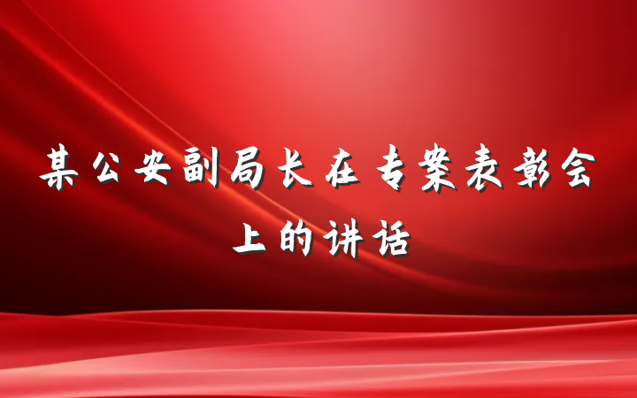 某公安副局长在专案表彰会上的讲话