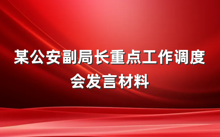 某公安副局长重点工作调度会发言材料
