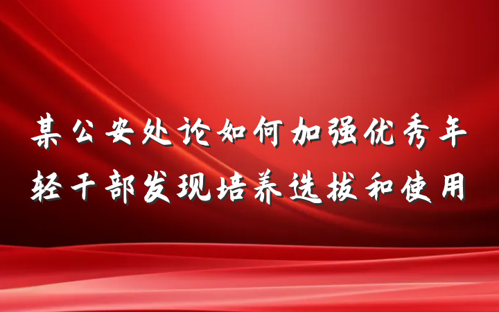 某公安处论如何加强优秀年轻干部发现培养选拔和使用