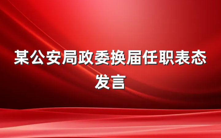 某公安局政委换届任职表态发言