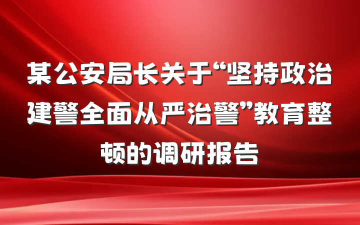 某公安局长关于“坚持政治建警全面从严治警”教育整顿的调研报告