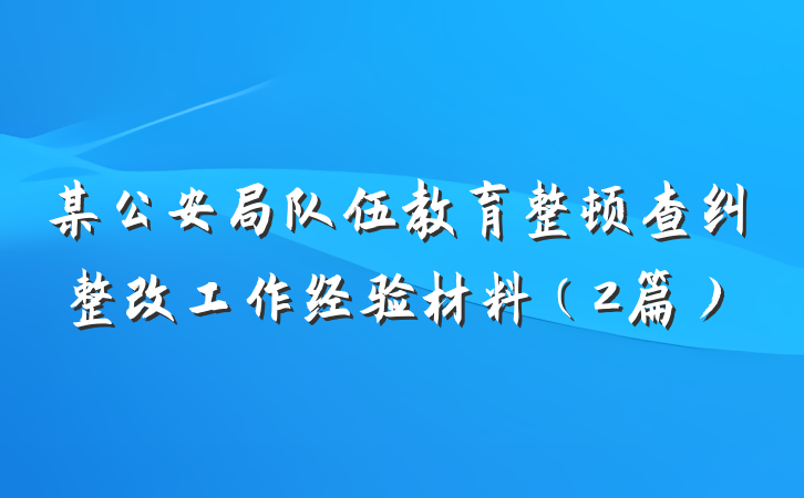 某公安局队伍教育整顿查纠整改工作经验材料（2篇）