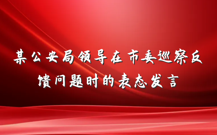 某公安局领导在市委巡察反馈问题时的表态发言
