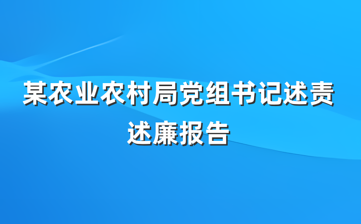 某农业农村局党组书记述责述廉报告