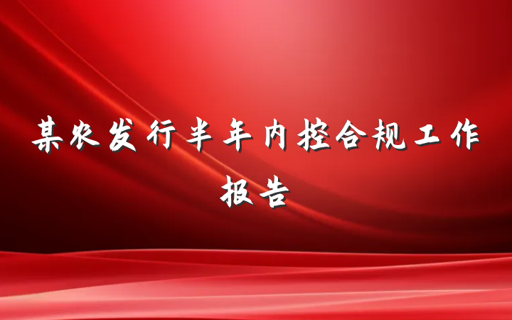 某农发行半年内控合规工作报告