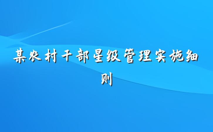 某农村干部星级管理实施细则