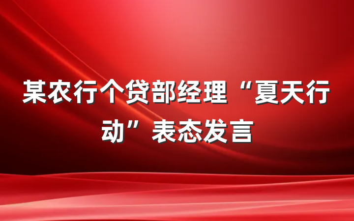 某农行个贷部经理“夏天行动”表态发言