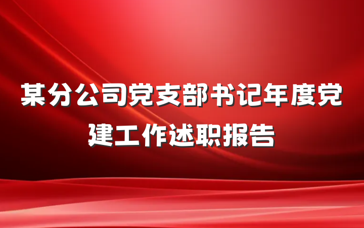某分公司党支部书记年度党建工作述职报告