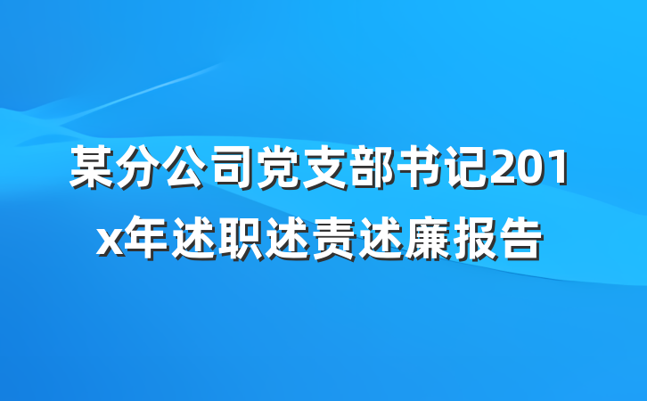 某分公司党支部书记201x年述职述责述廉报告