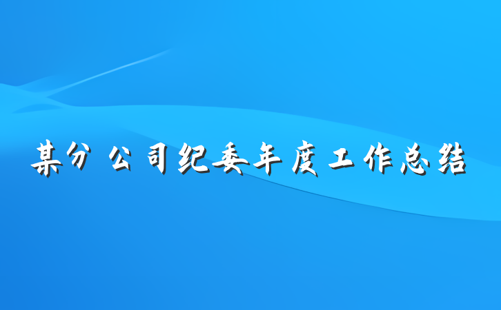 某分公司纪委年度工作总结