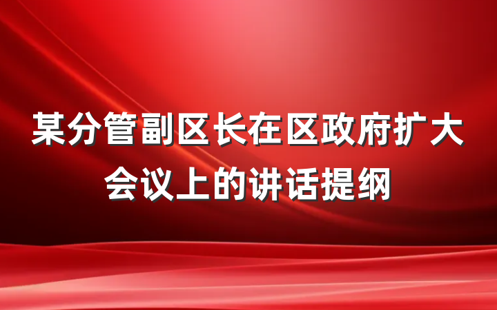 某分管副区长在区政府扩大会议上的讲话提纲