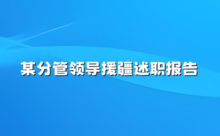 某分管领导援疆述职报告