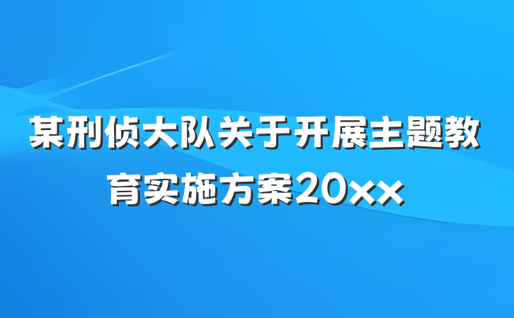 某刑侦大队关于开展主题教育实施方案20xx