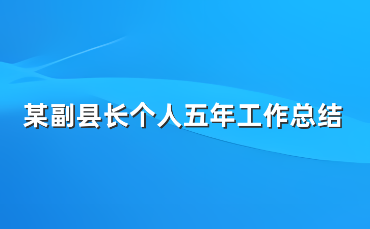 某副县长个人五年工作总结