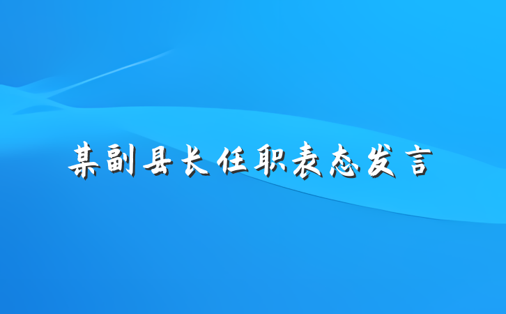某副县长任职表态发言