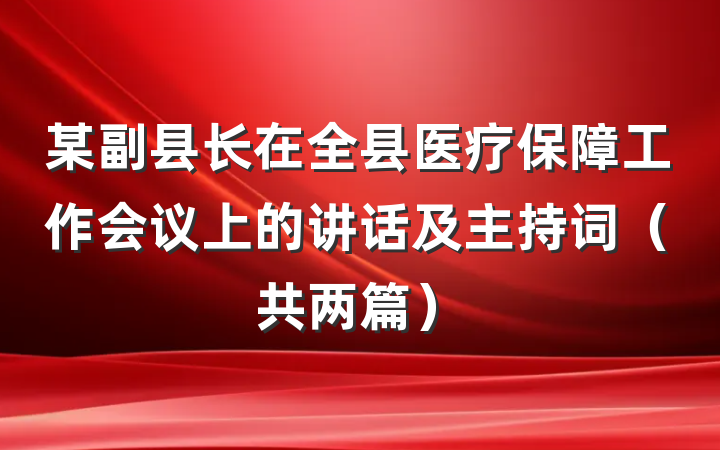 某副县长在全县医疗保障工作会议上的讲话及主持词（共两篇）