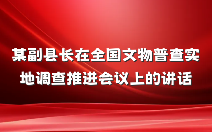 某副县长在全国文物普查实地调查推进会议上的讲话
