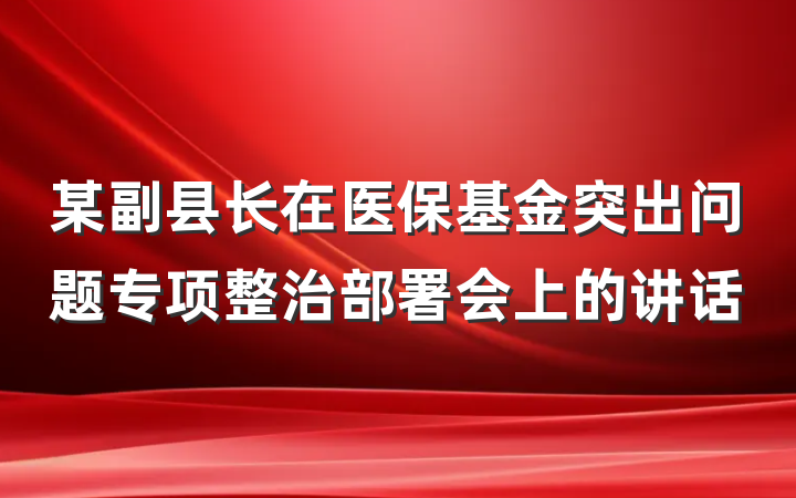 某副县长在医保基金突出问题专项整治部署会上的讲话