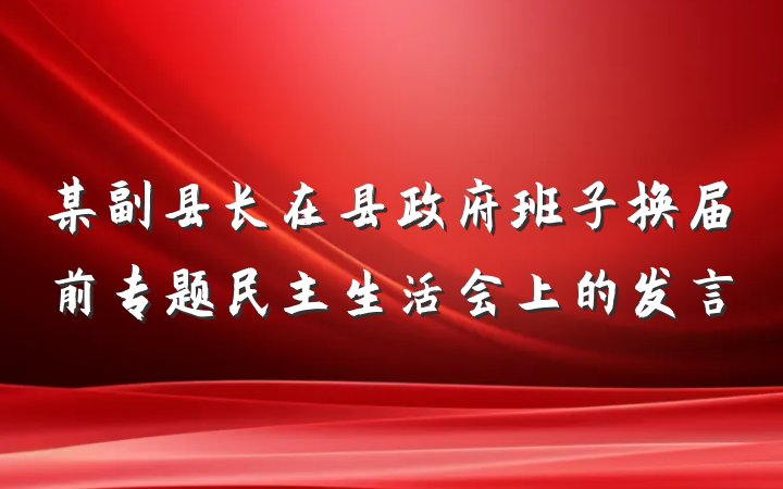 某副县长在县政府班子换届前专题民主生活会上的发言