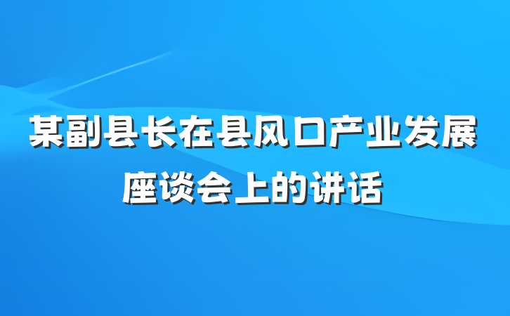 某副县长在县风口产业发展座谈会上的讲话
