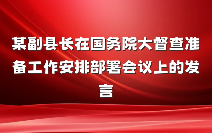 某副县长在国务院大督查准备工作安排部署会议上的发言