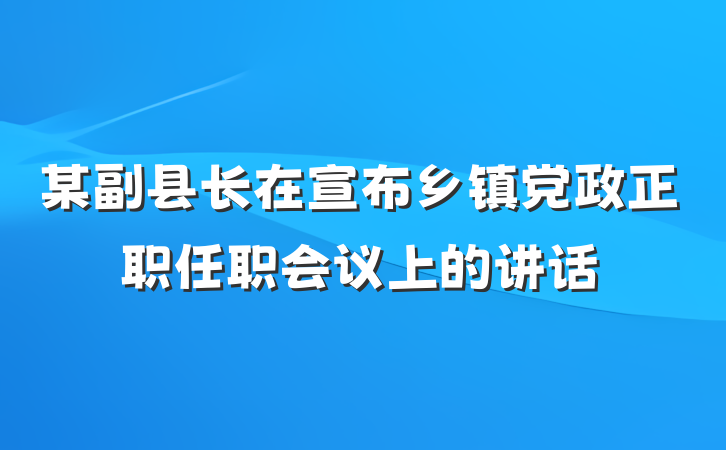 某副县长在宣布乡镇党政正职任职会议上的讲话