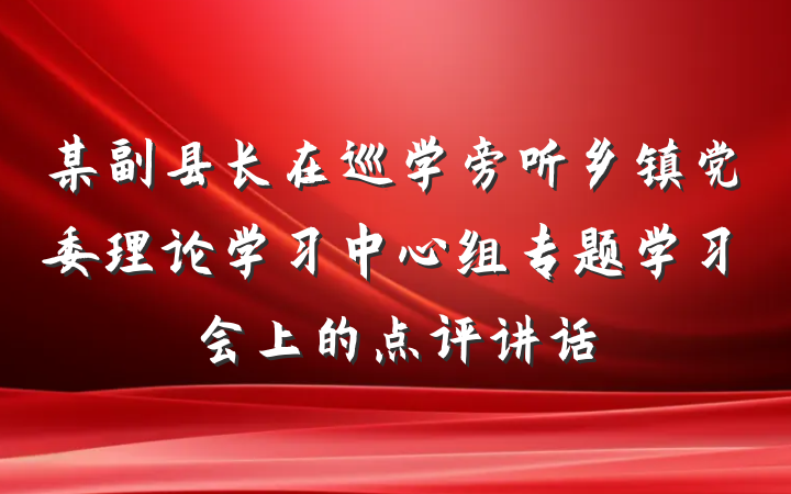 某副县长在巡学旁听乡镇党委理论学习中心组专题学习会上的点评讲话