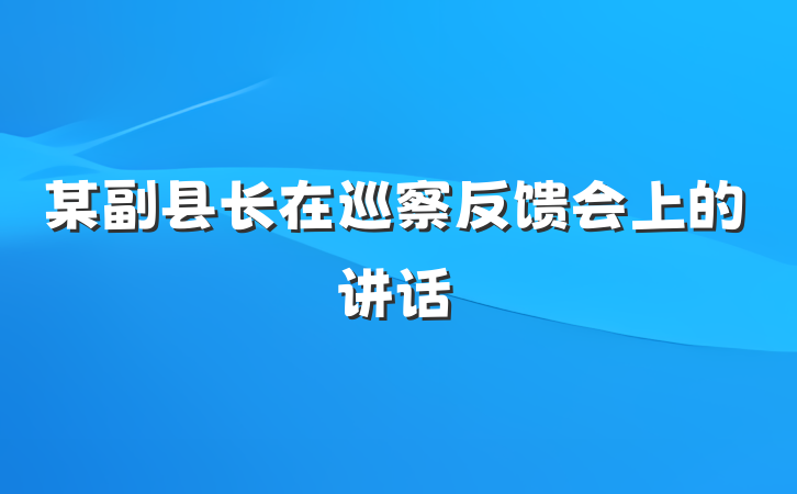 某副县长在巡察反馈会上的讲话