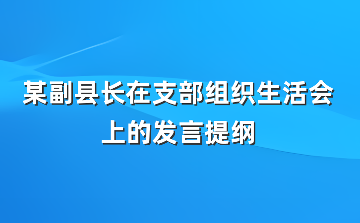 某副县长在支部组织生活会上的发言提纲